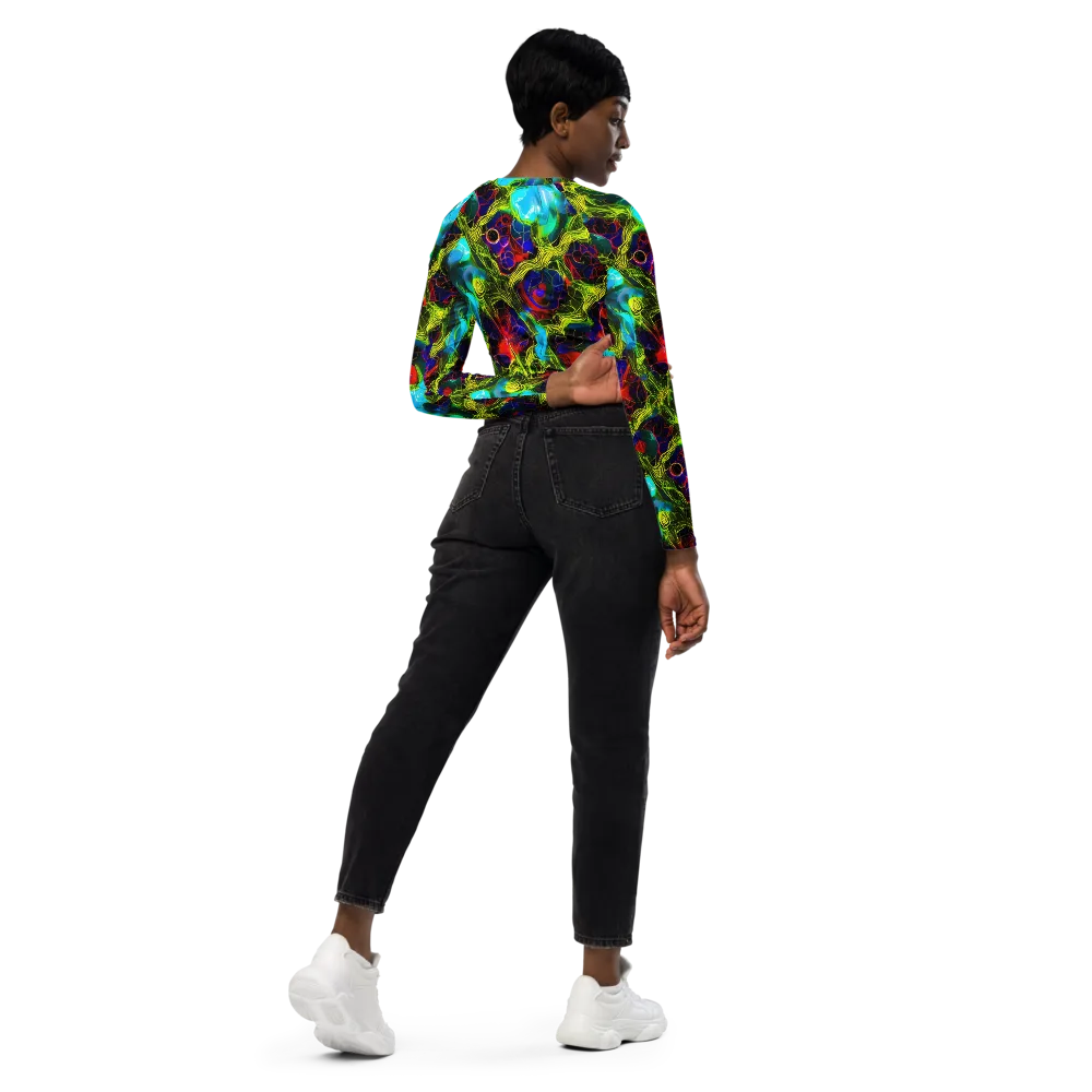 Chromatic Vines on Long Sleeve Crop Top — Right Back
