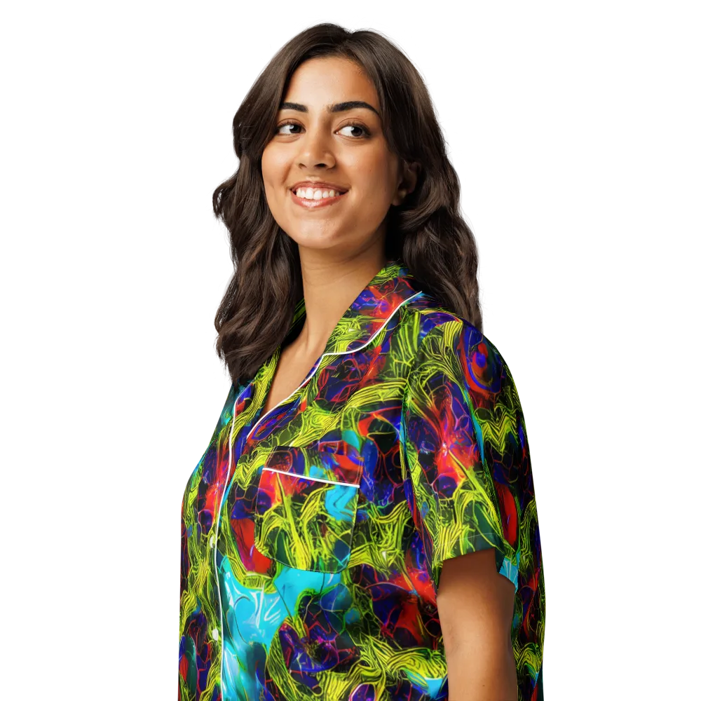 Chromatic Vines on Women's Short Sleeve Pajama Top — Left Front