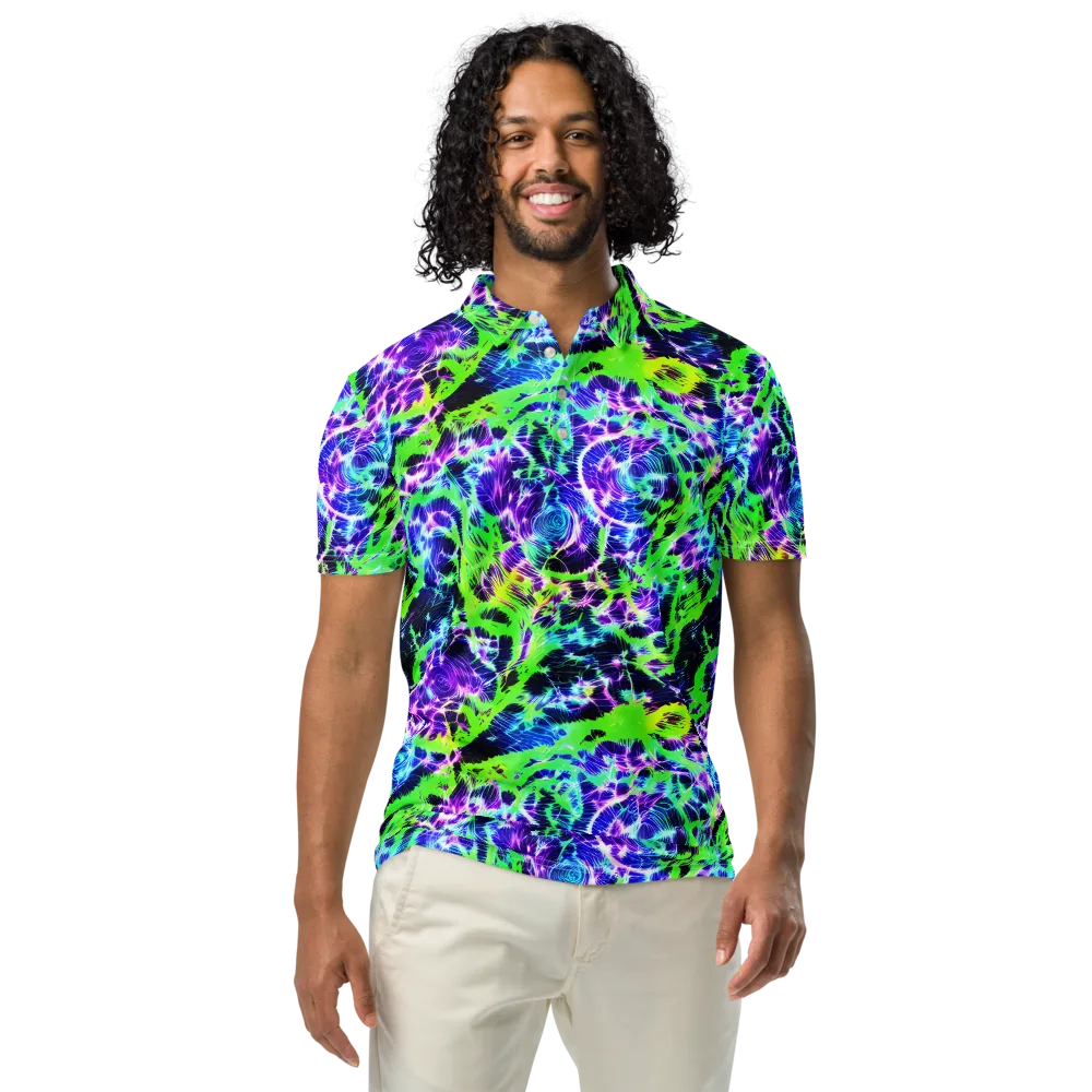 Plasma Spiral on Men's Slim Fit Polo Shirt — Front