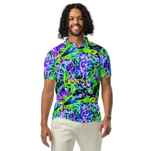 Plasma Spiral on a Men's Slim Fit Polo Shirt