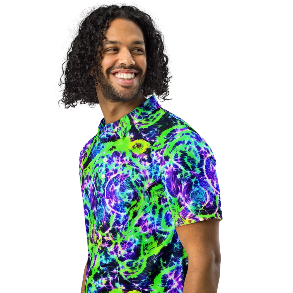 Plasma Spiral on Men's Slim Fit Polo Shirt — Left Front