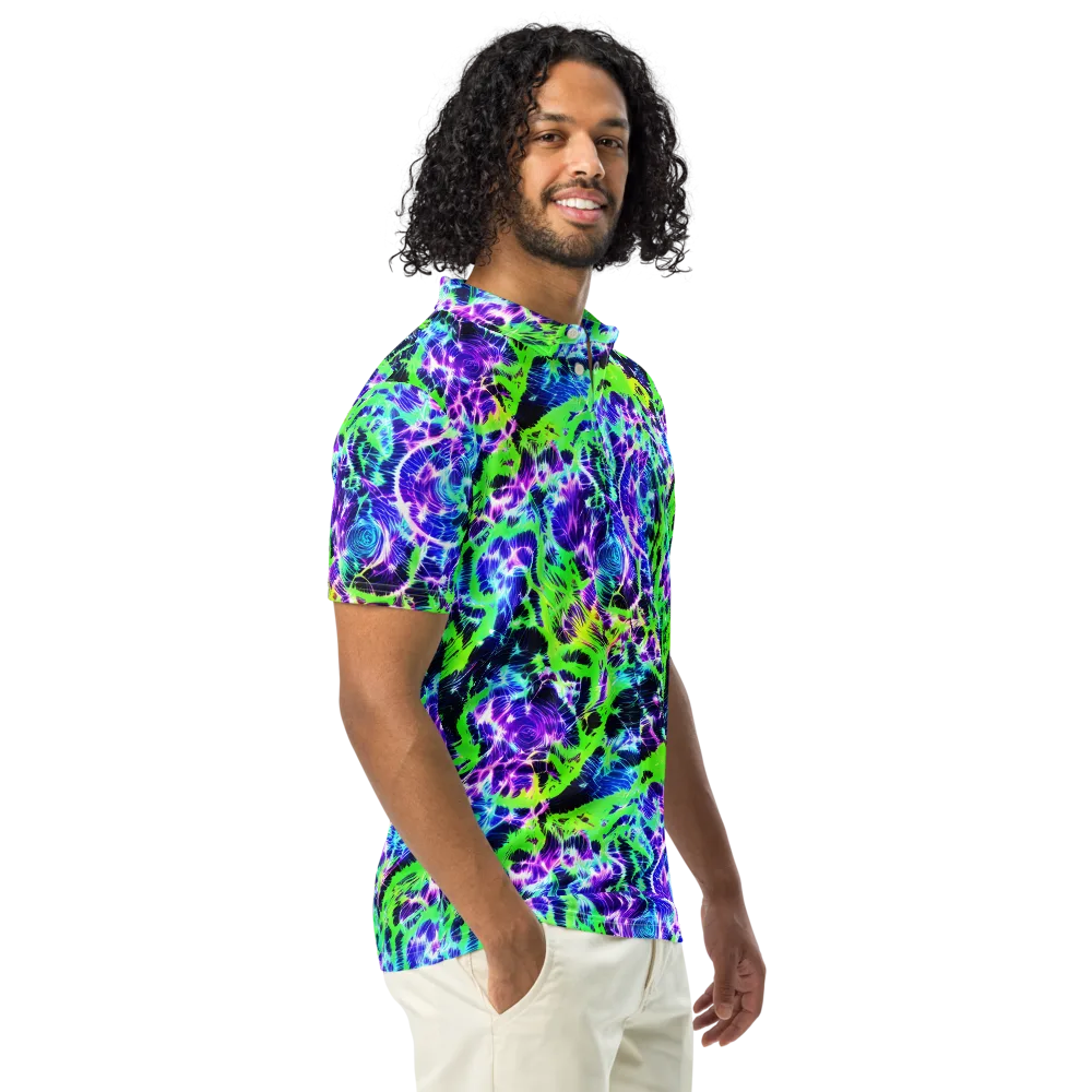 Plasma Spiral on Men's Slim Fit Polo Shirt — Right Front