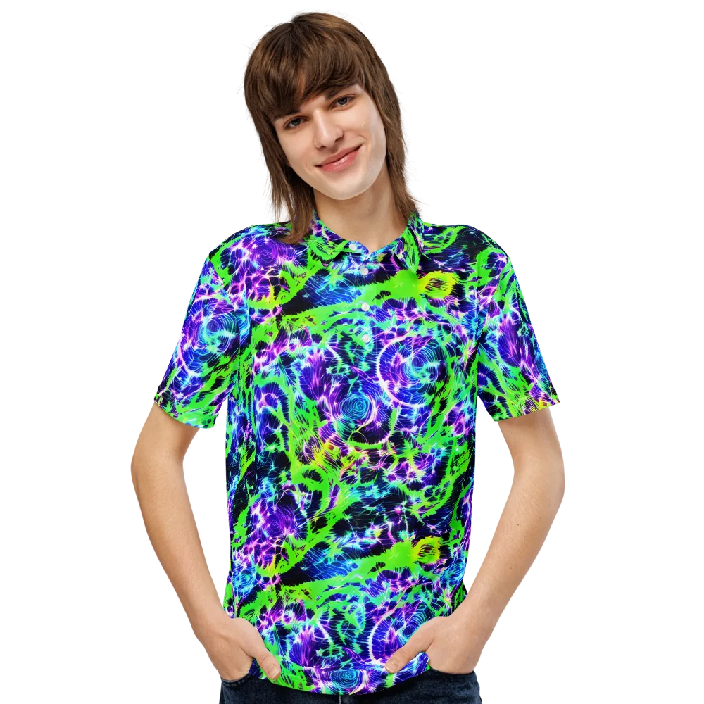 Plasma Spiral on Men's Slim Fit Polo Shirt — Front