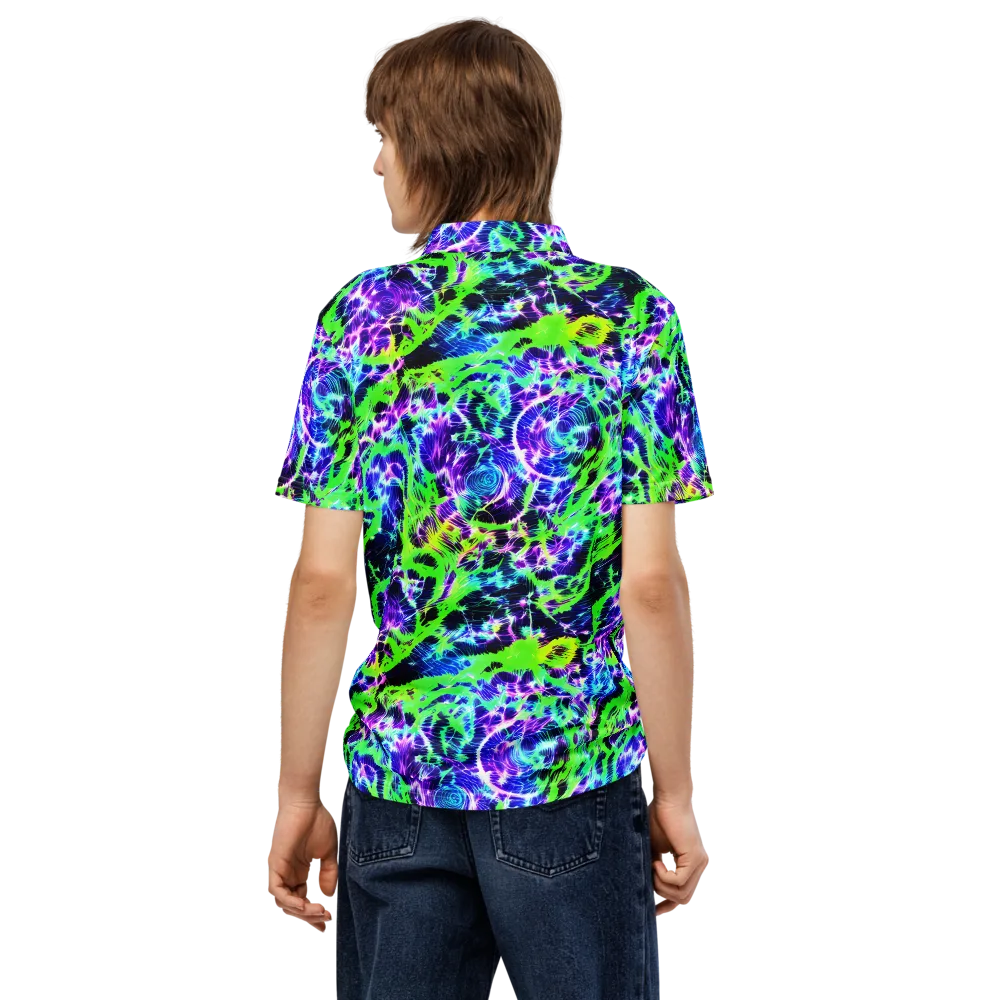 Plasma Spiral on Men's Slim Fit Polo Shirt — Back