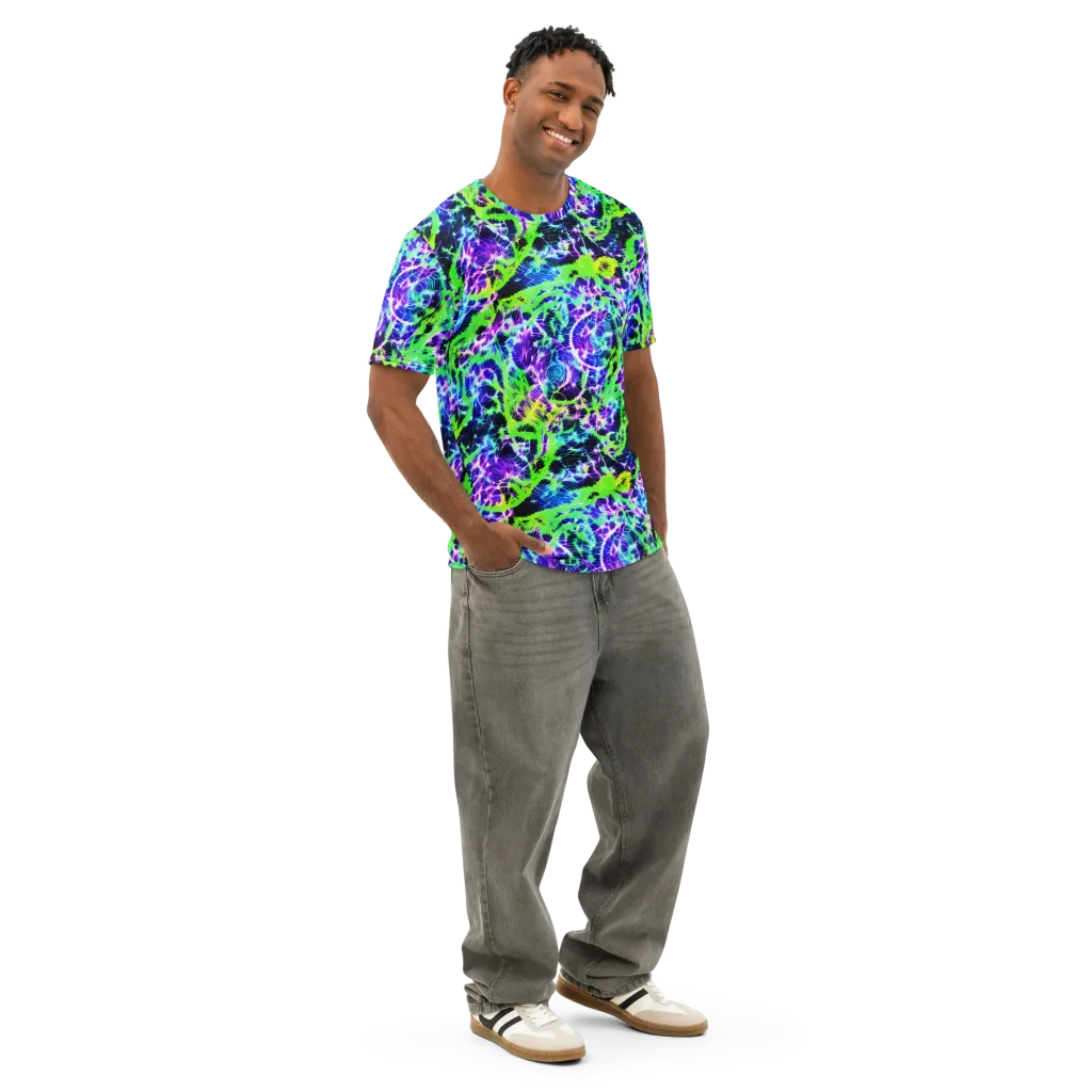 Plasma Spiral on Men's Cotton Crew Neck T-Shirt — Right Front