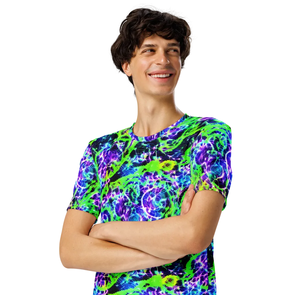 Plasma Spiral on Men's Crew Neck T-Shirt — Left Front
