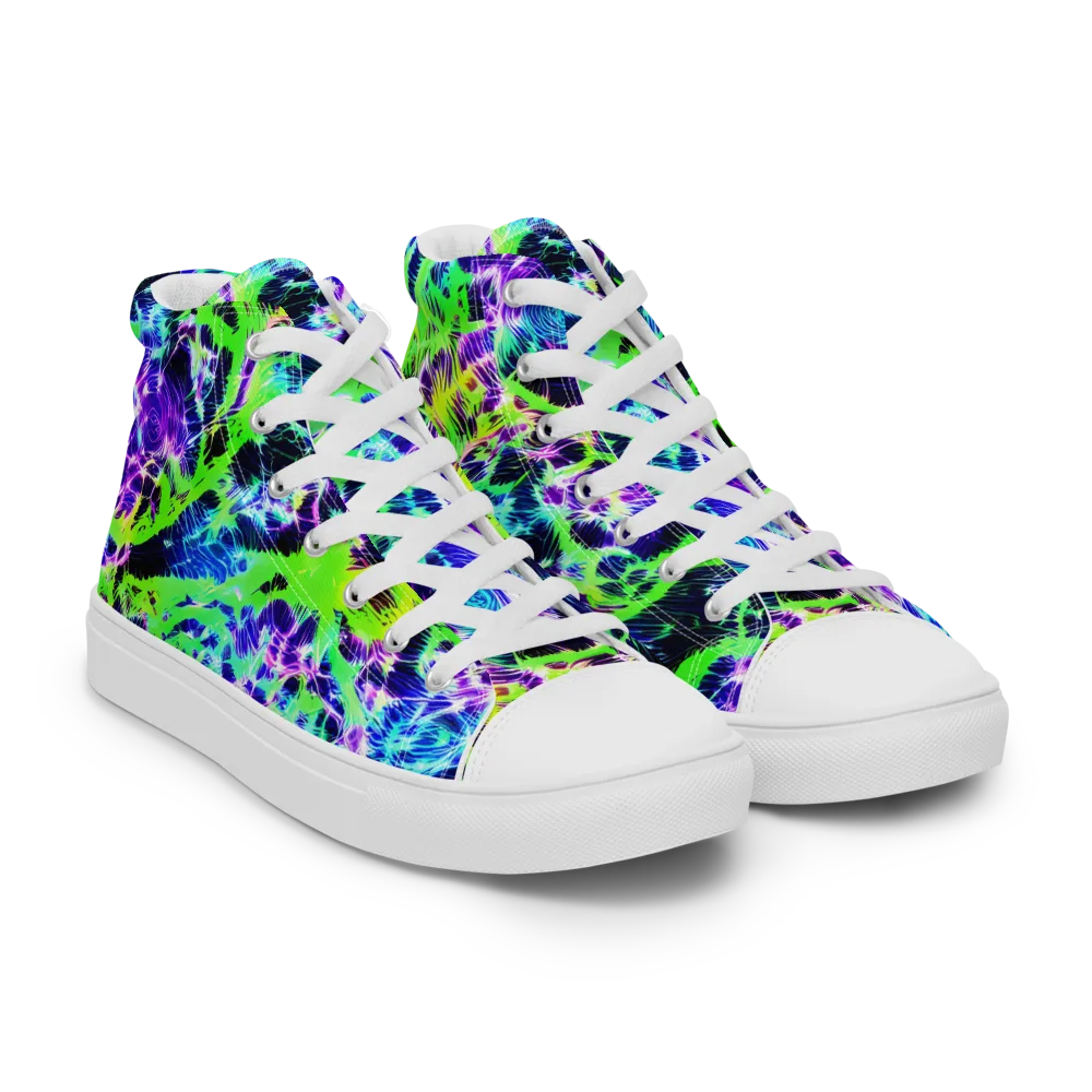 Plasma Spiral on Men's High Top Canvas Shoes — Right Front