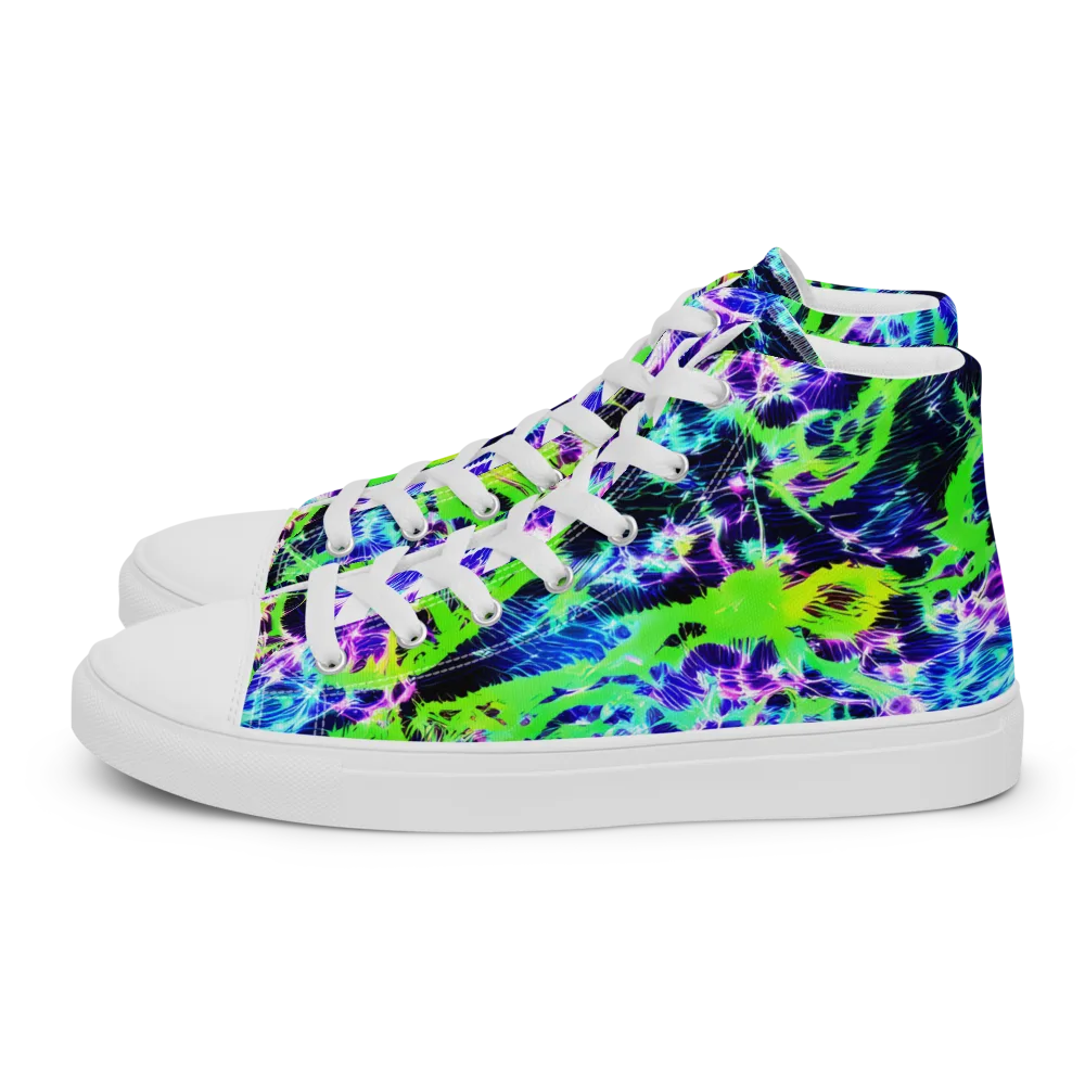 Plasma Spiral on Men's High Top Canvas Shoes — Left