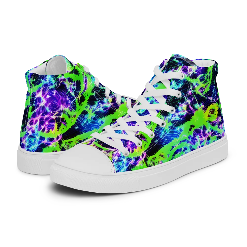 Plasma Spiral on Men's High Top Canvas Shoes — Left