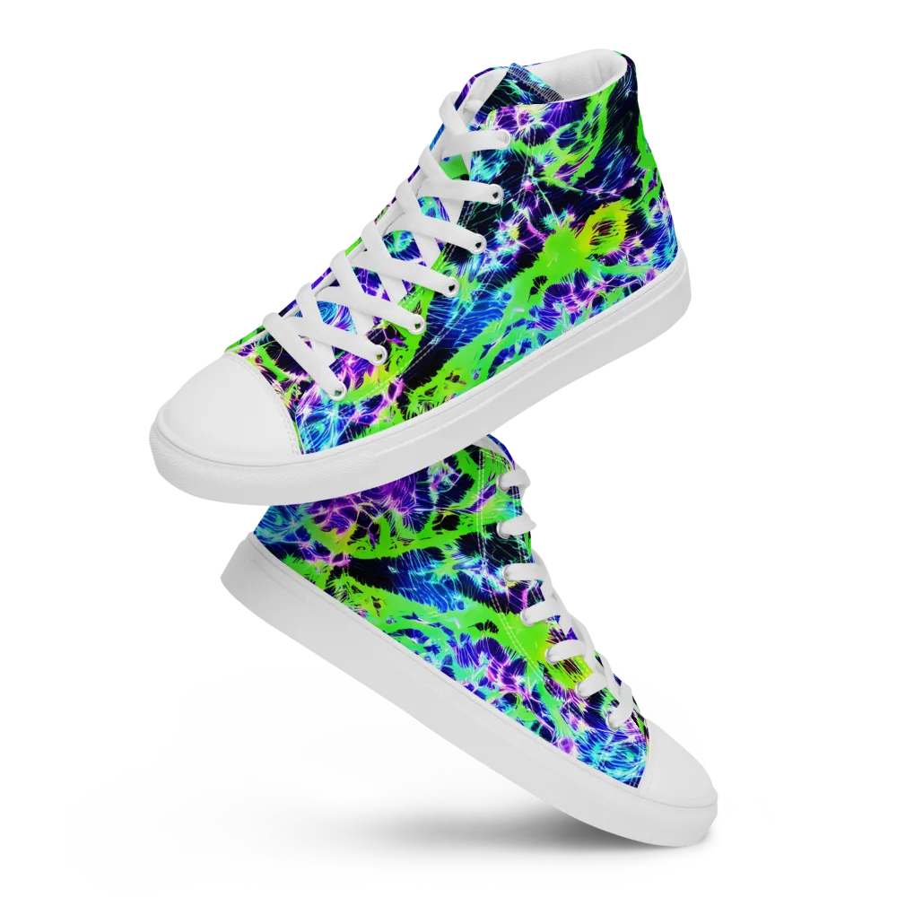 Plasma Spiral on Men's High Top Canvas Shoes — Front