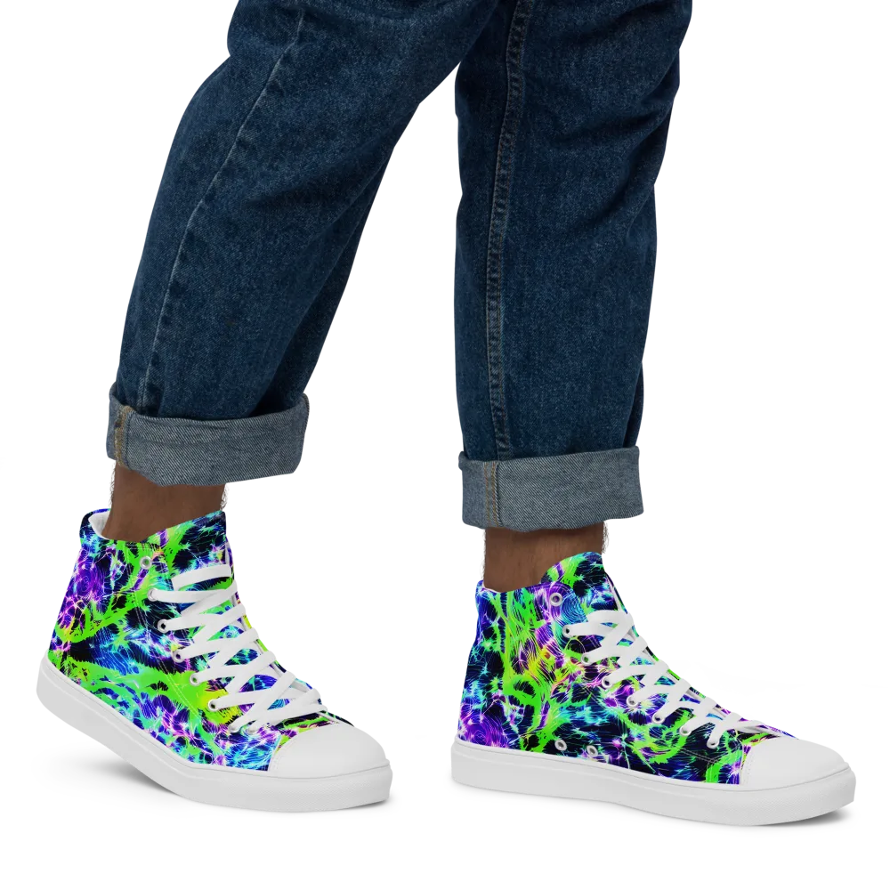 Plasma Spiral on Men's High Top Canvas Shoes — Right