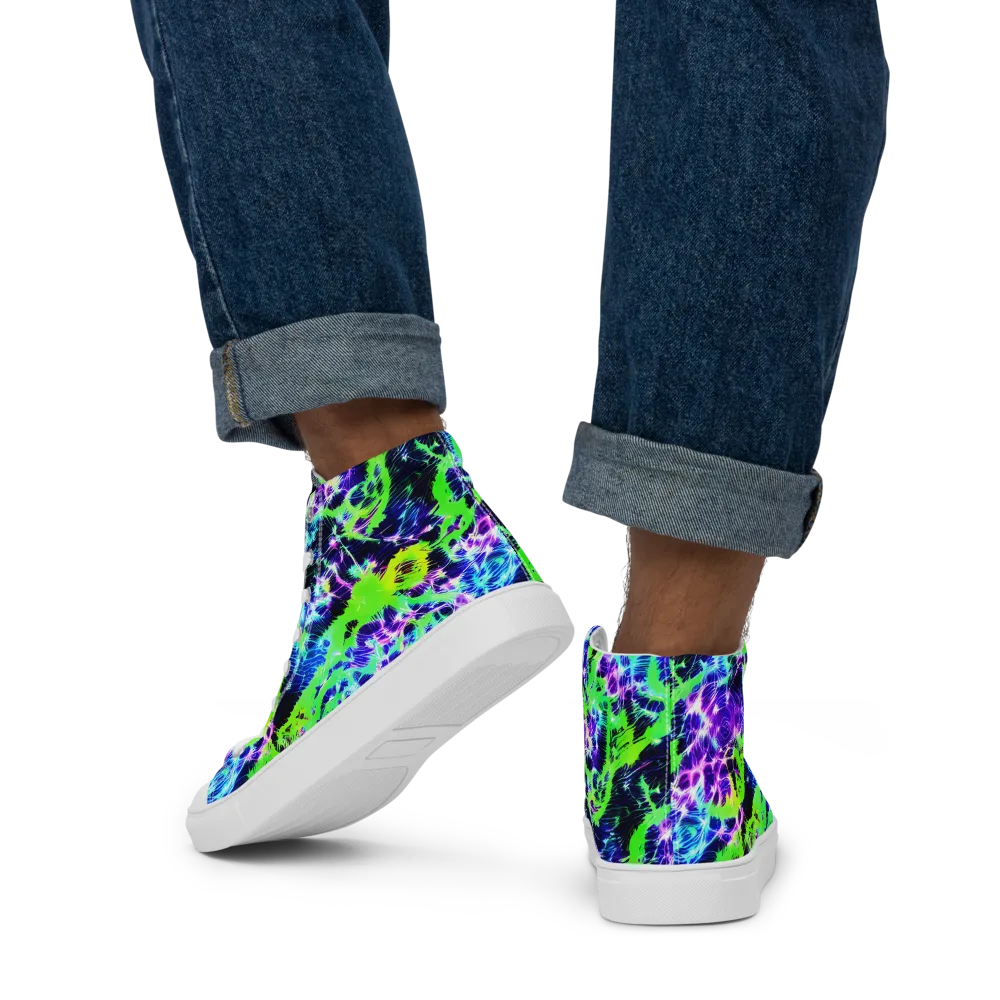 Plasma Spiral on Men's High Top Canvas Shoes — Back