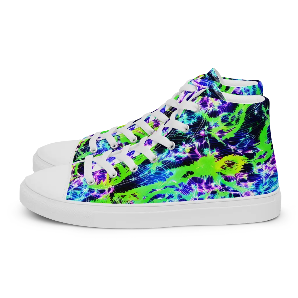 Plasma Spiral on Women's High Top Canvas Shoes — Left