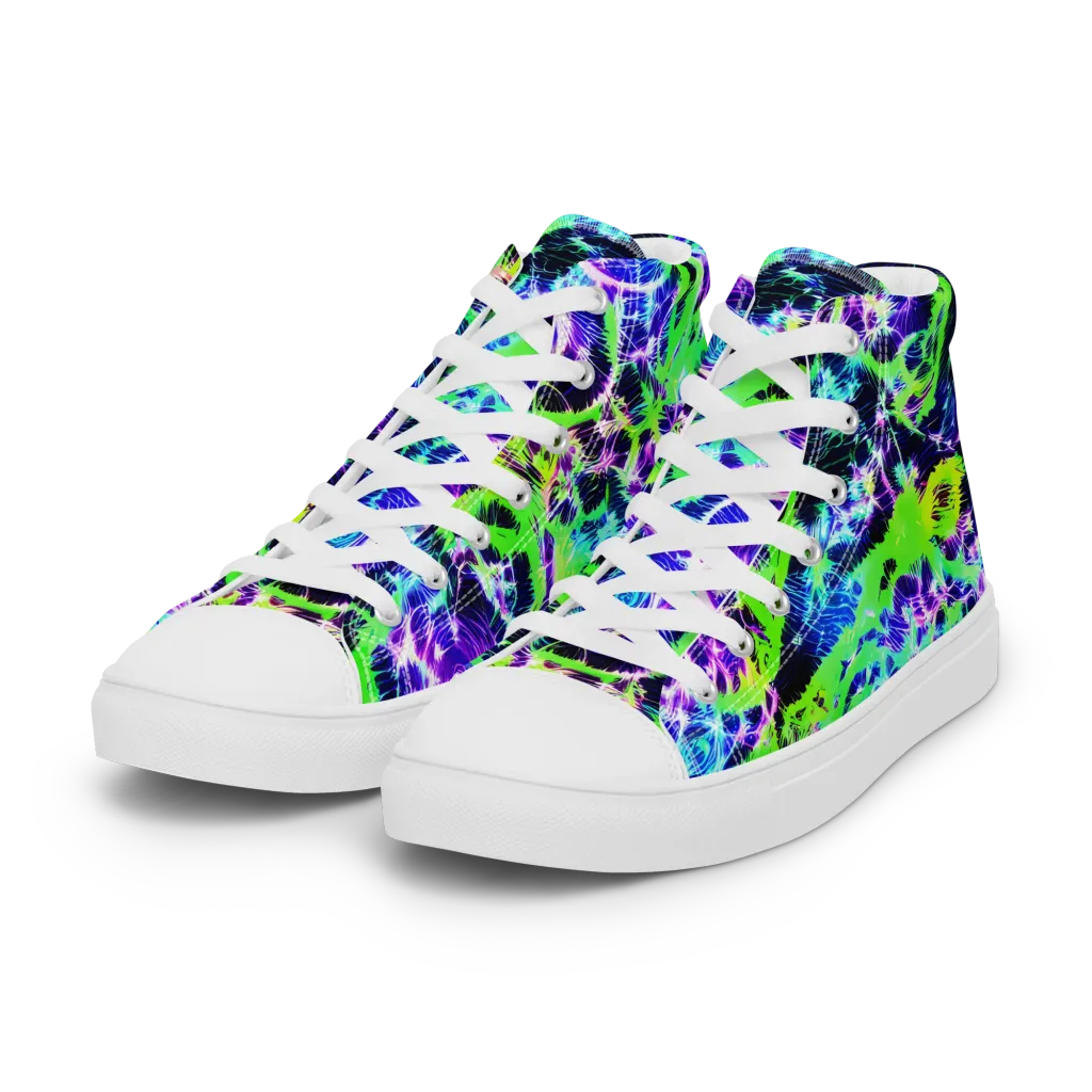 Plasma Spiral on Women's High Top Canvas Shoes — Left Front