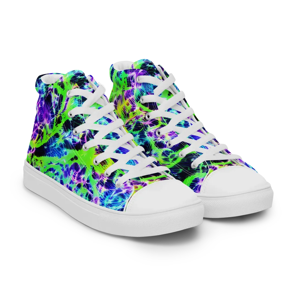 Plasma Spiral on Women's High Top Canvas Shoes — Right Front