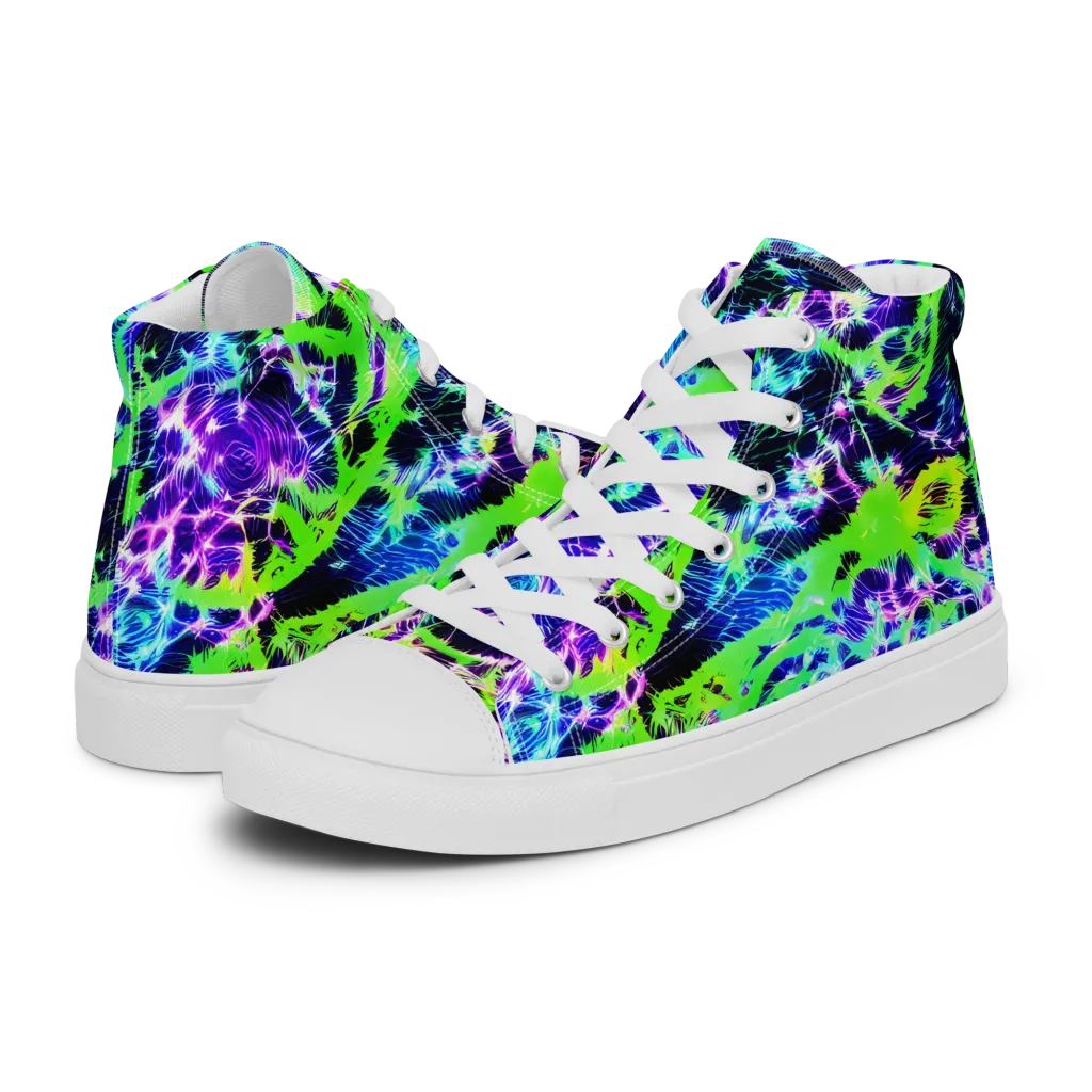 Plasma Spiral on Women's High Top Canvas Shoes — Left