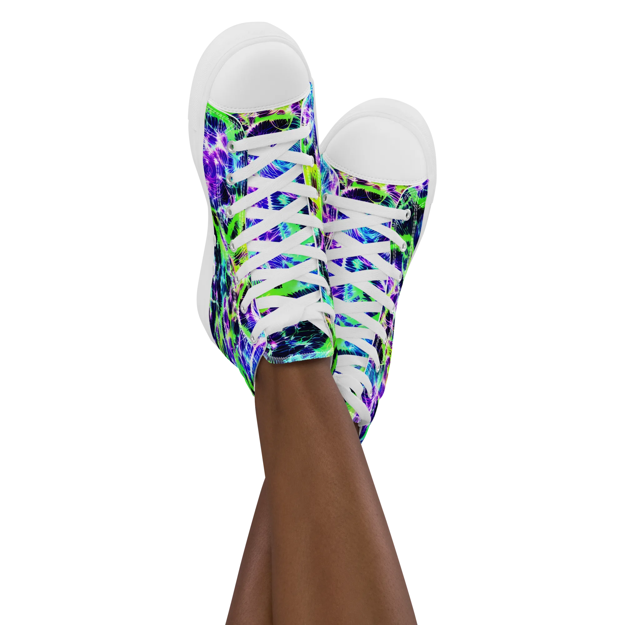 Plasma Spiral on Women's High Top Canvas Shoes — Front