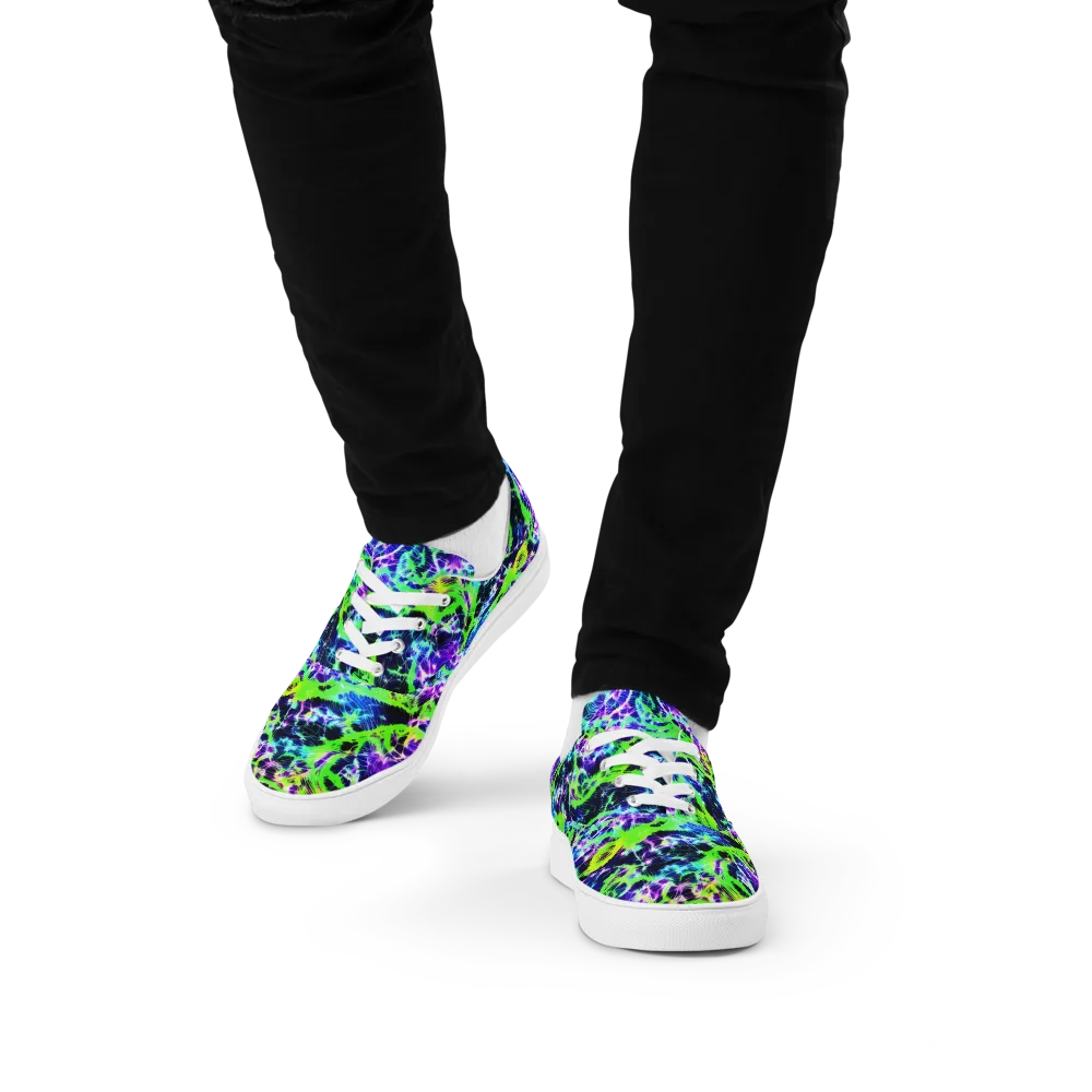 Plasma Spiral on Men's Lace-Up Canvas Shoes — Front