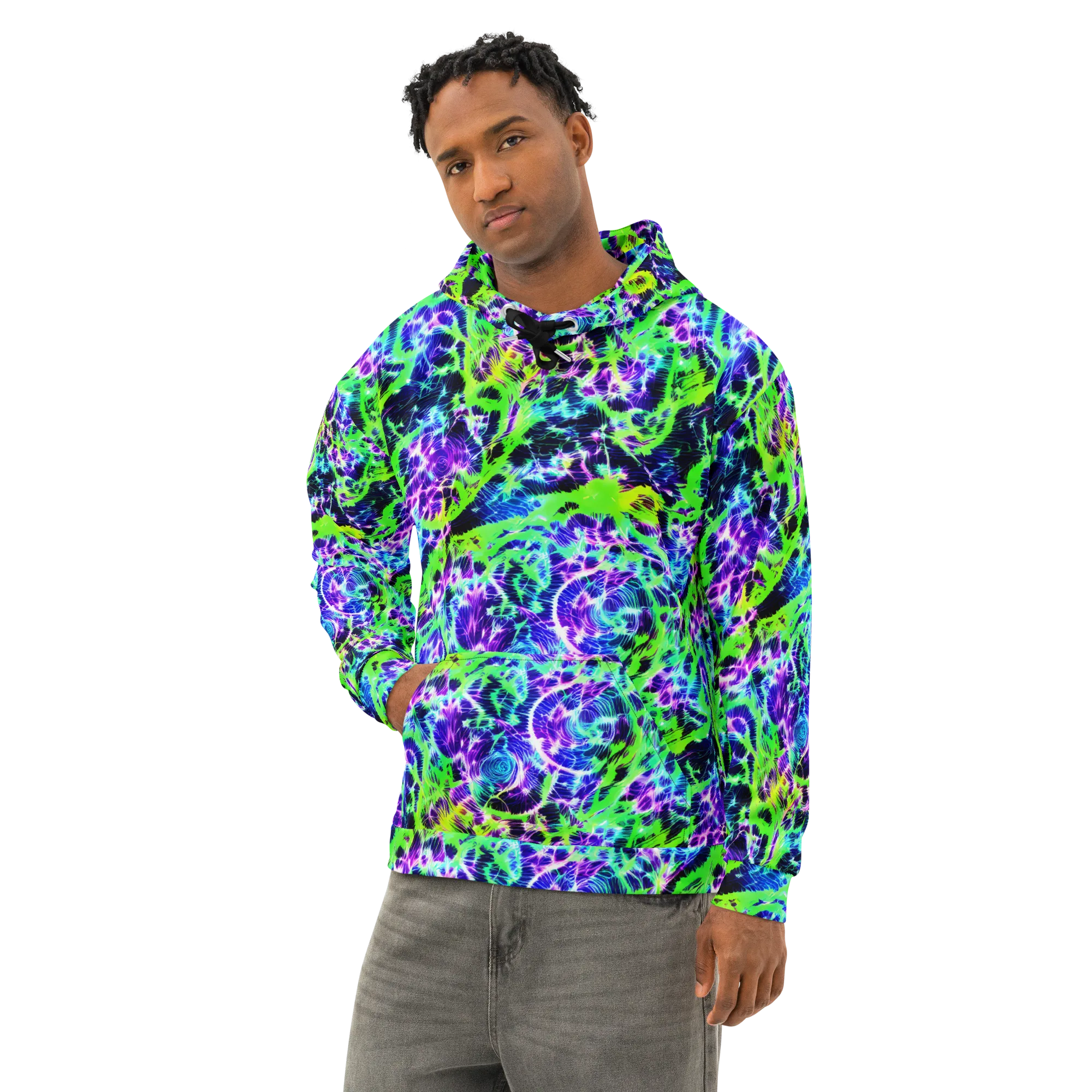Plasma Spiral on Cotton Hoodie — Left Front