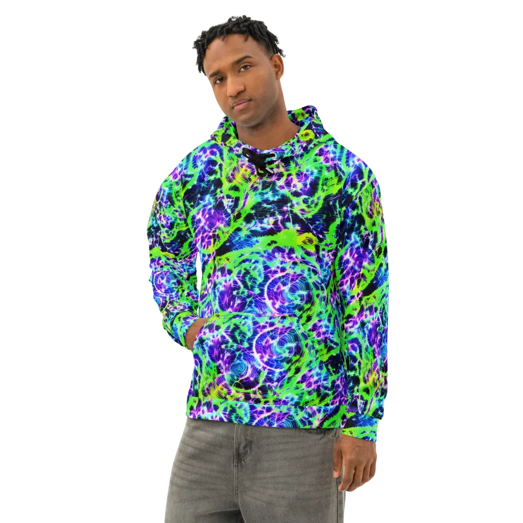 Plasma Spiral on Cotton Hoodie — Left Front