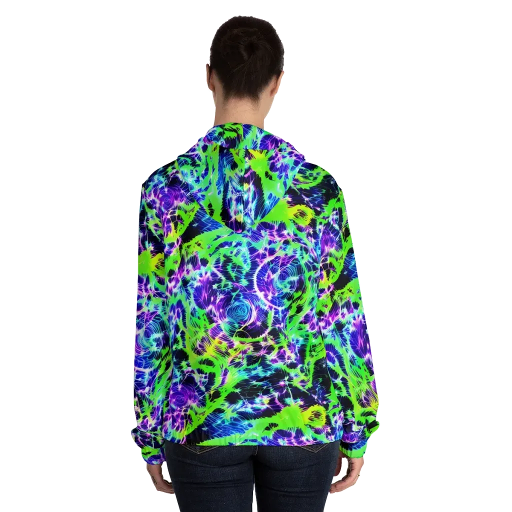 Plasma Spiral on Women's Full-Zip Hoodie — Back On Person