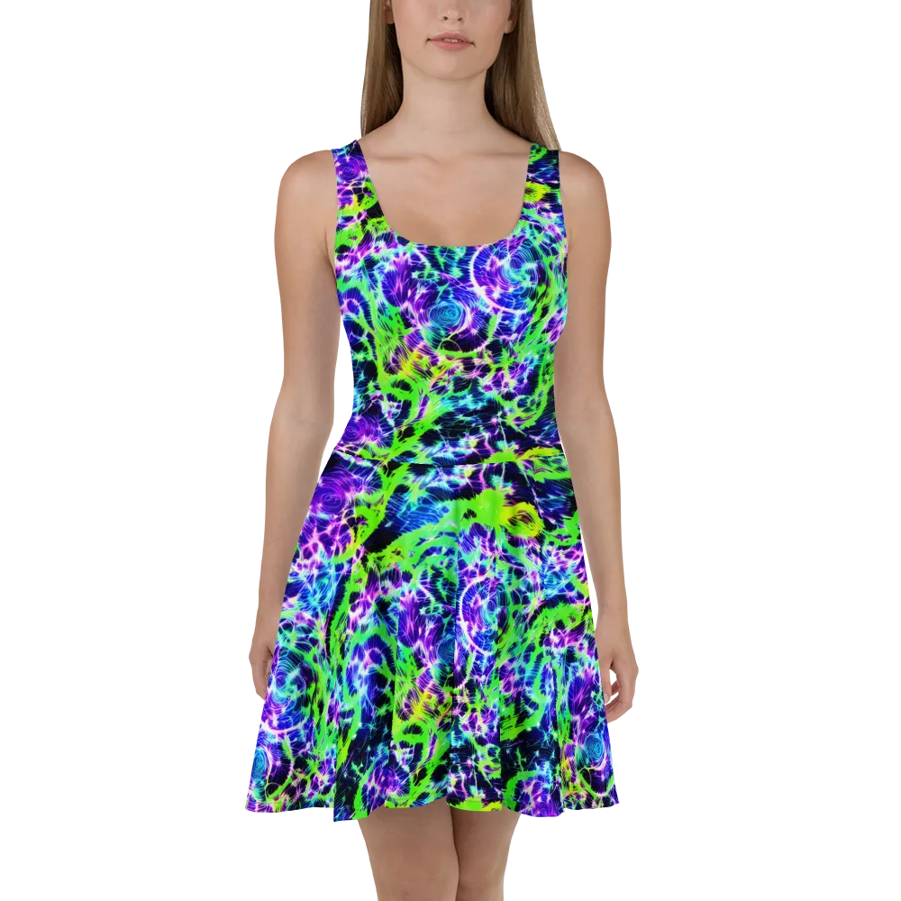Plasma Spiral on Skater Dress — Front