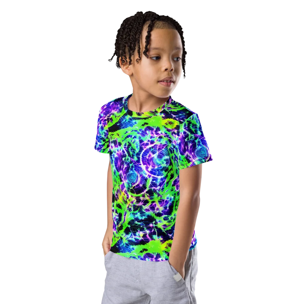 Plasma Spiral on Kids Crew Neck T-Shirt — Left Front