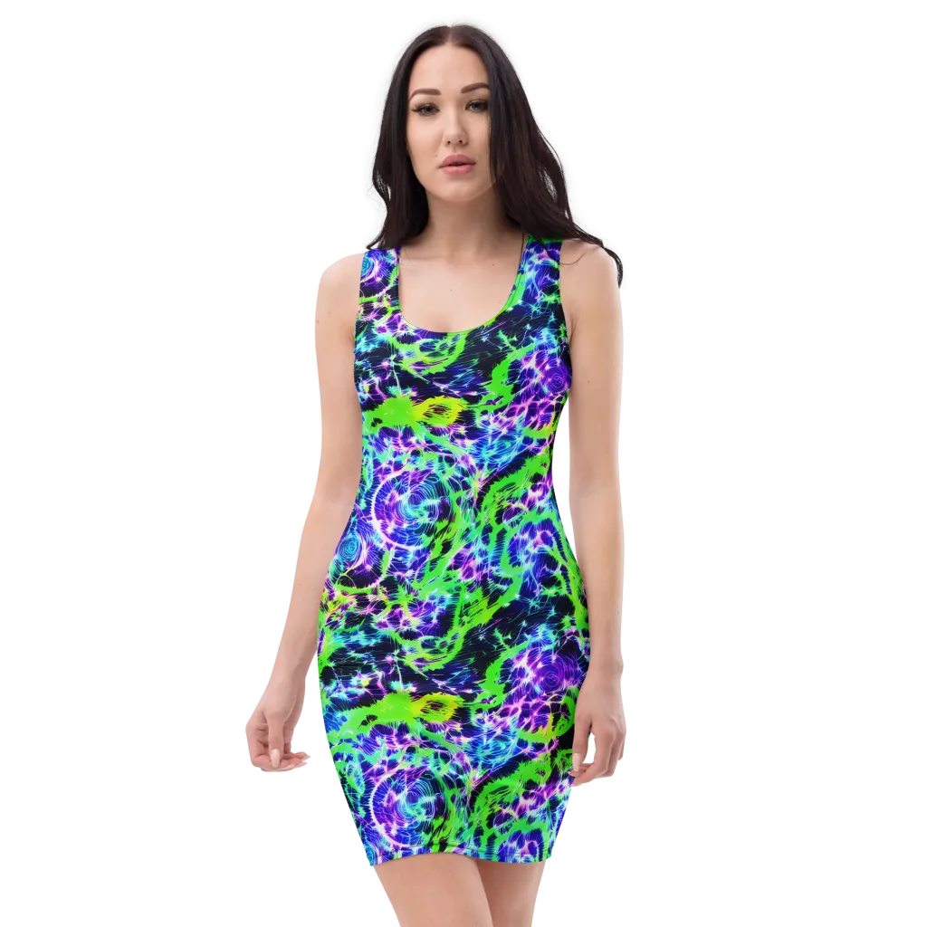 Plasma Spiral on Bodycon Dress — Front