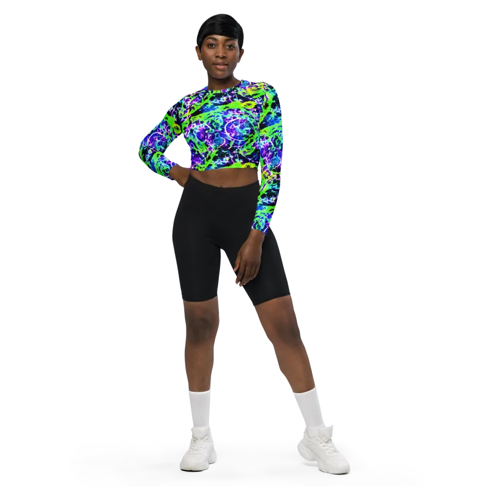 Plasma Spiral on Long Sleeve Crop Top — Front