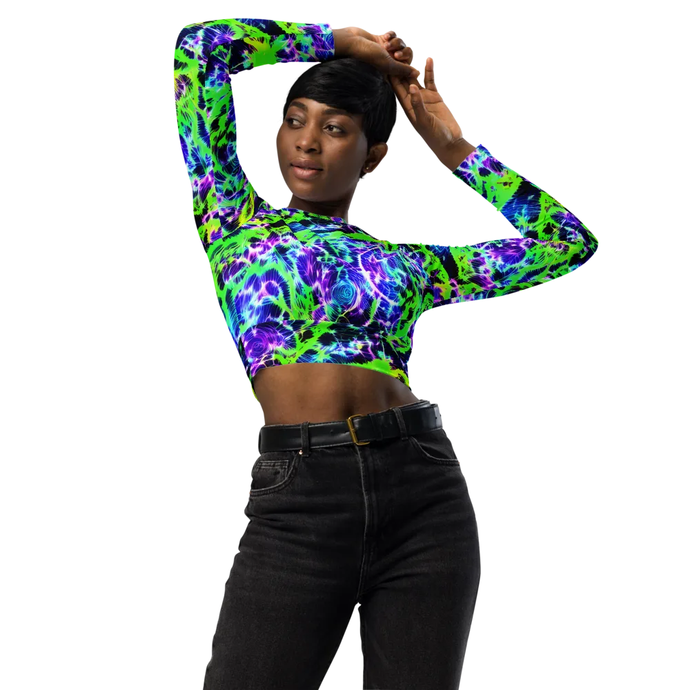 Plasma Spiral on Long Sleeve Crop Top — Front