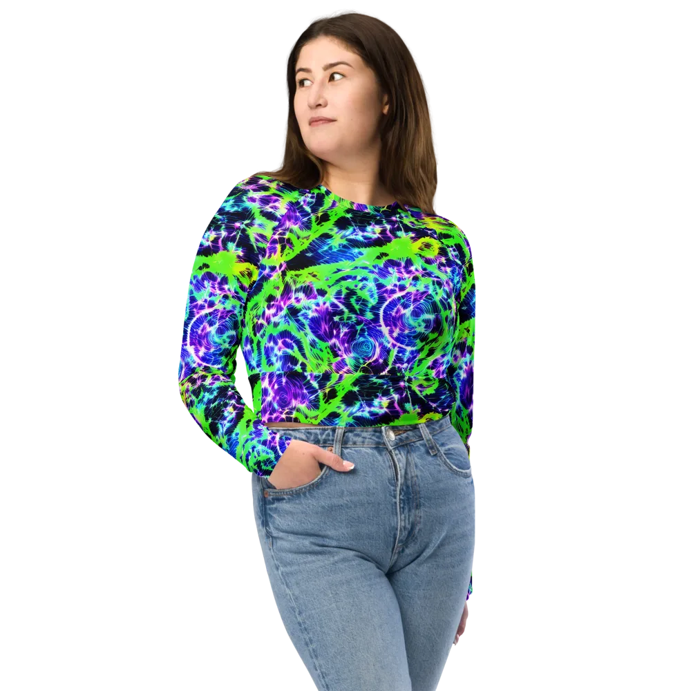 Plasma Spiral on Long Sleeve Crop Top — Front