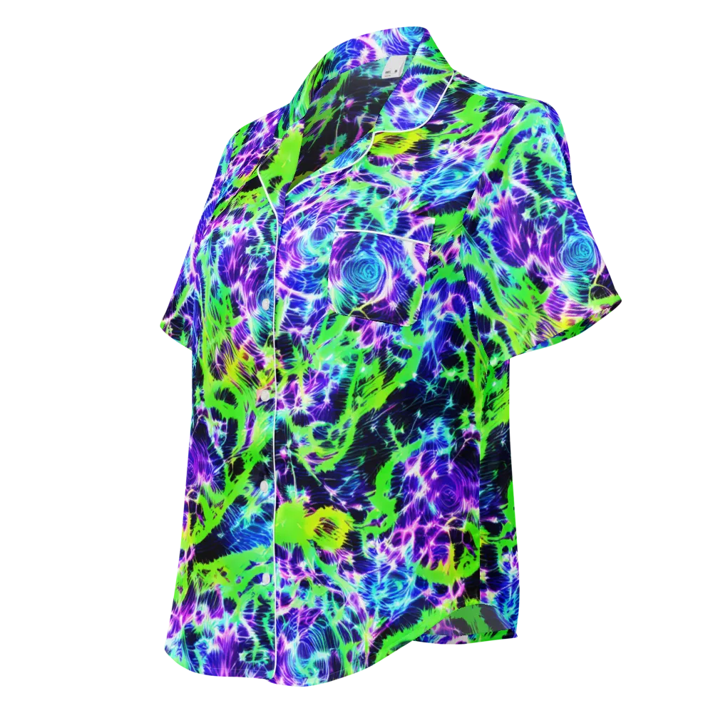 Plasma Spiral on Women's Short Sleeve Pajama Top — Left Front