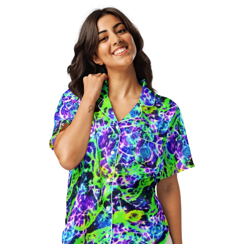 Plasma Spiral on Women's Short Sleeve Pajama Top — Front