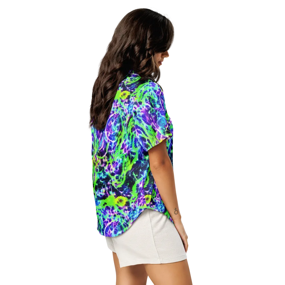 Plasma Spiral on Women's Short Sleeve Pajama Top — Right Back