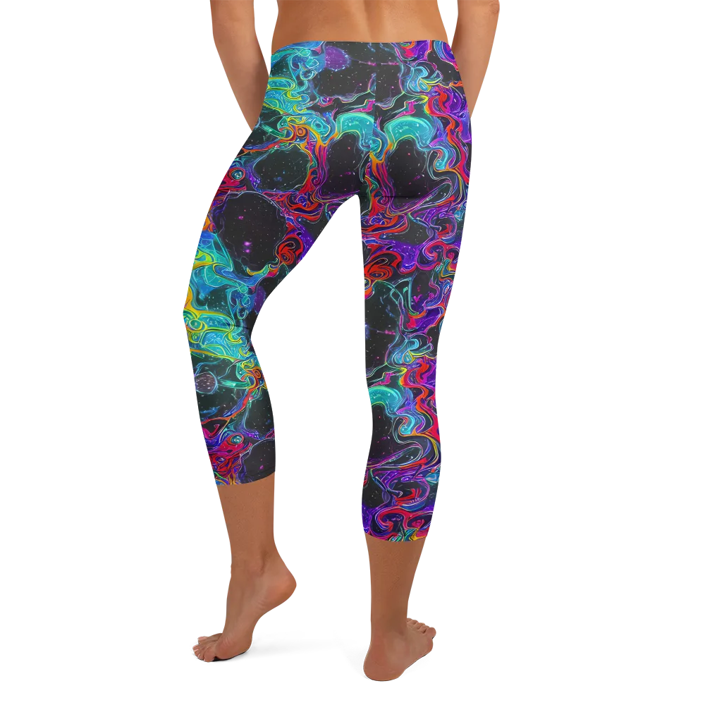 Midnight Eruption on Capri Leggings — Back
