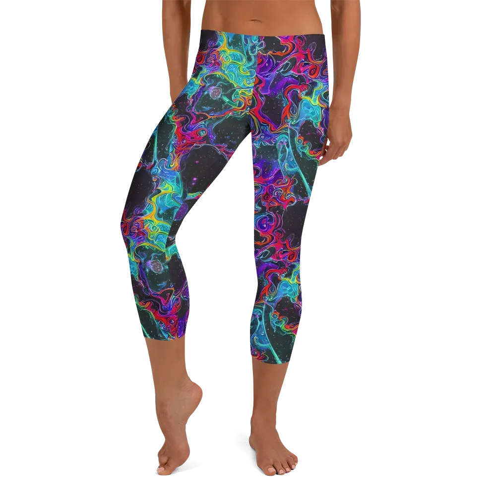 Midnight Eruption on Capri Leggings — Front