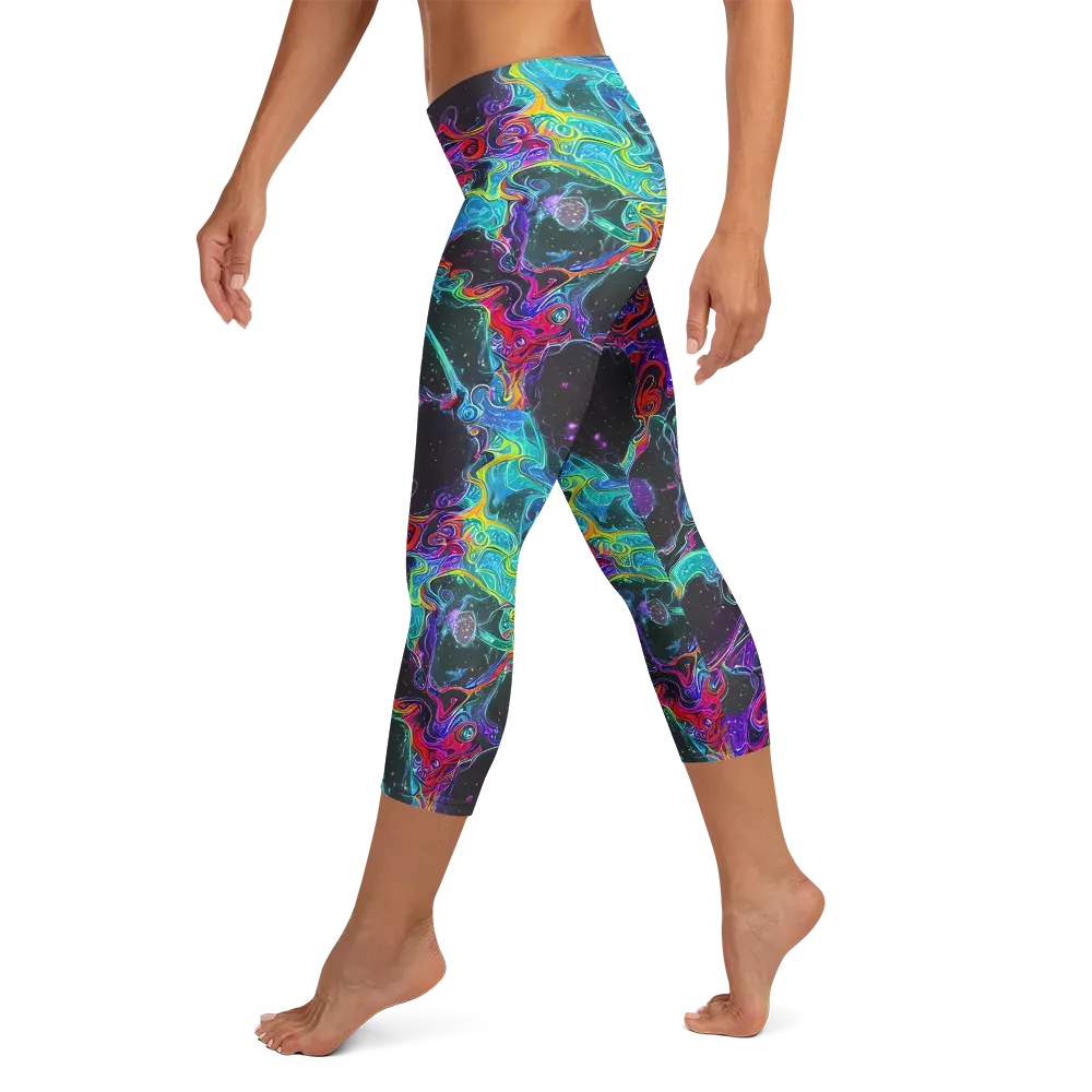 Midnight Eruption on Capri Leggings — Left
