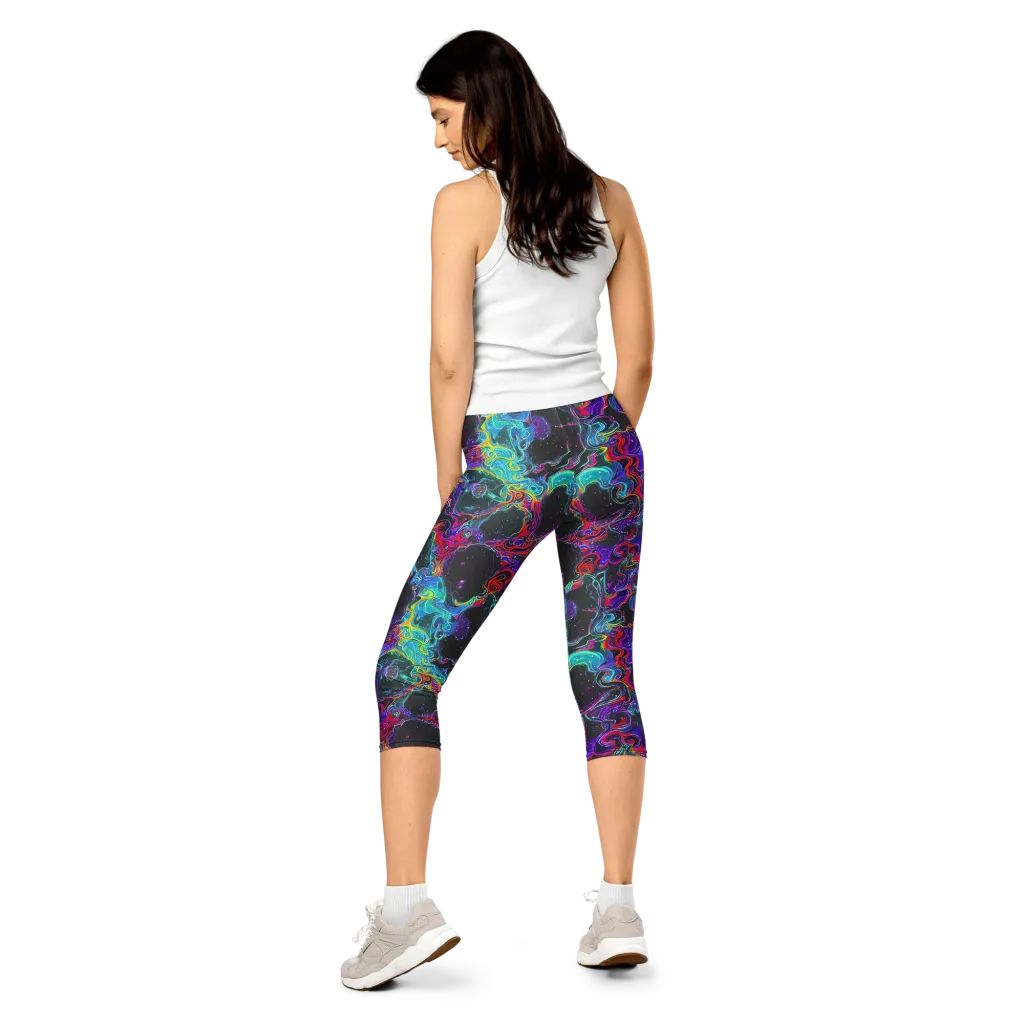 Midnight Eruption on Capri Leggings — Back
