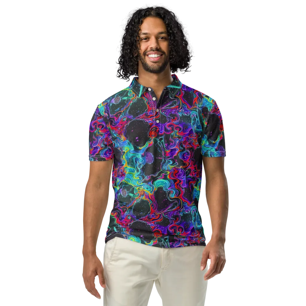 Midnight Eruption on Men's Slim Fit Polo Shirt — Front