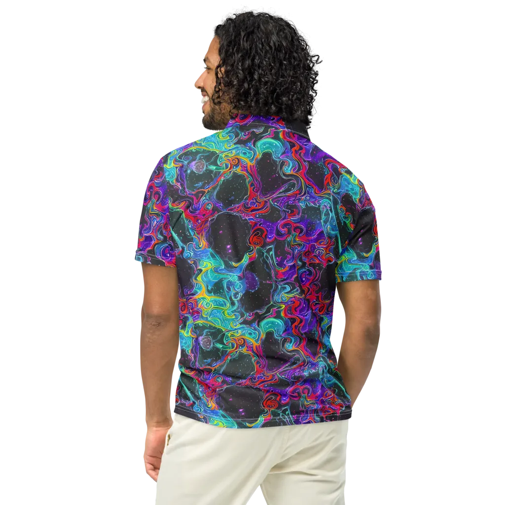 Midnight Eruption on Men's Slim Fit Polo Shirt — Back