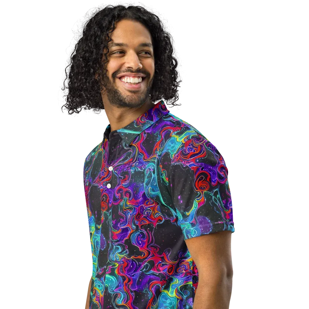 Midnight Eruption on Men's Slim Fit Polo Shirt — Left Front