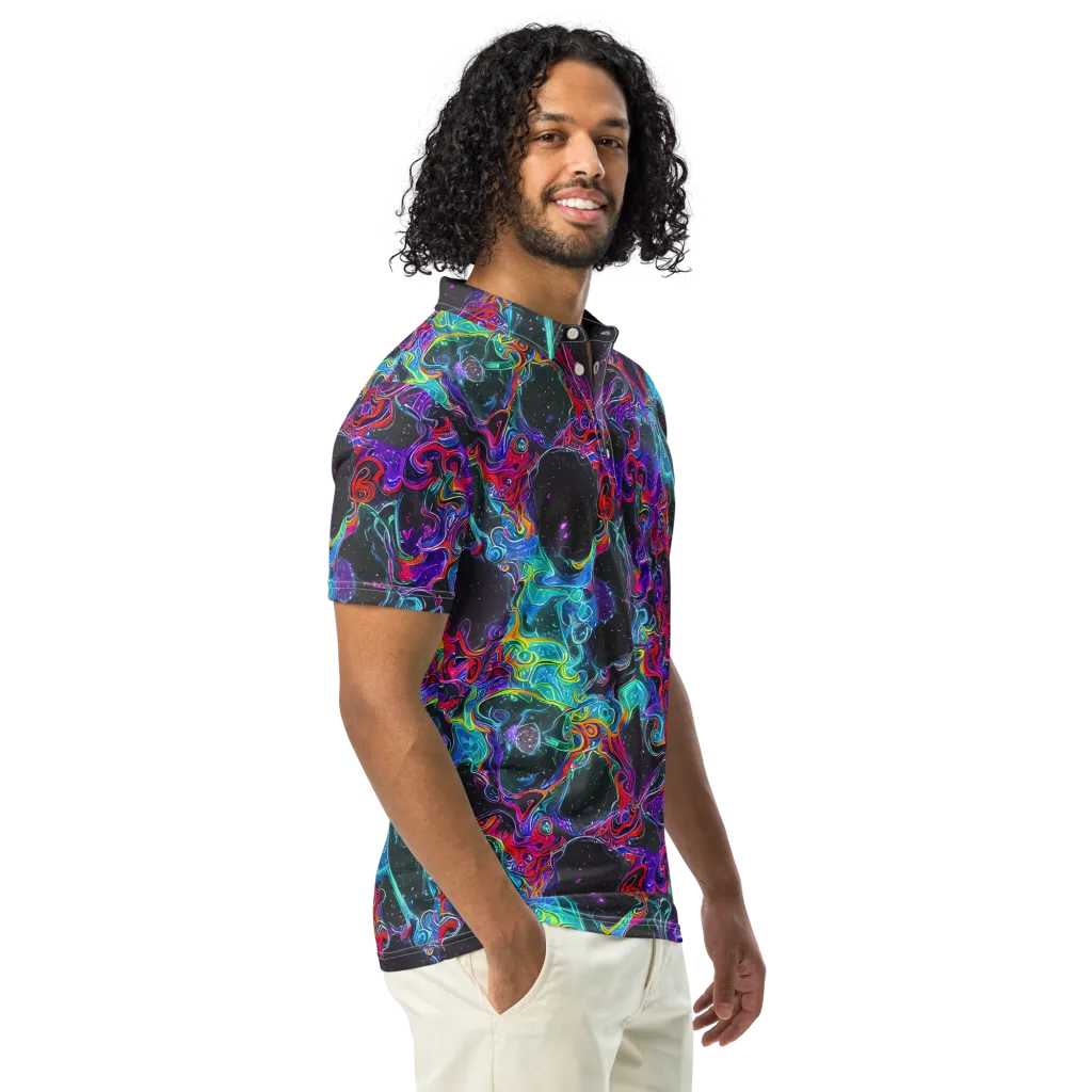 Midnight Eruption on Men's Slim Fit Polo Shirt — Right Front