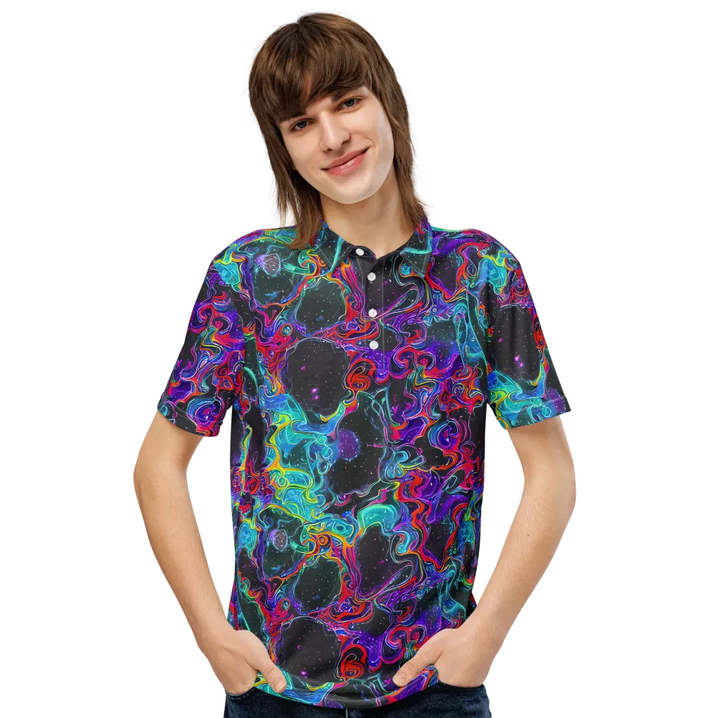 Midnight Eruption on Men's Slim Fit Polo Shirt — Front