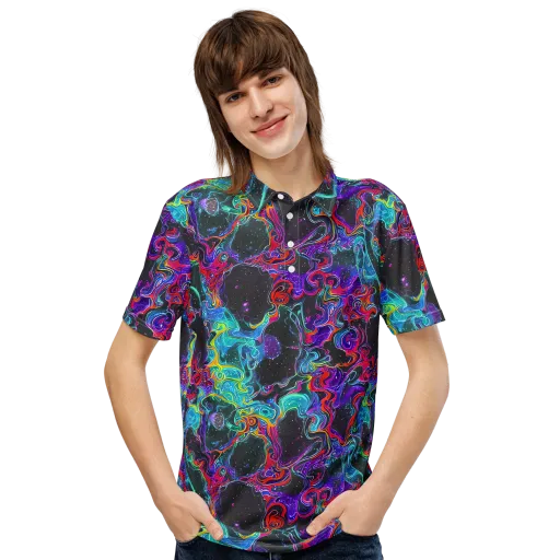 Midnight Eruption on a Men's Slim Fit Polo Shirt