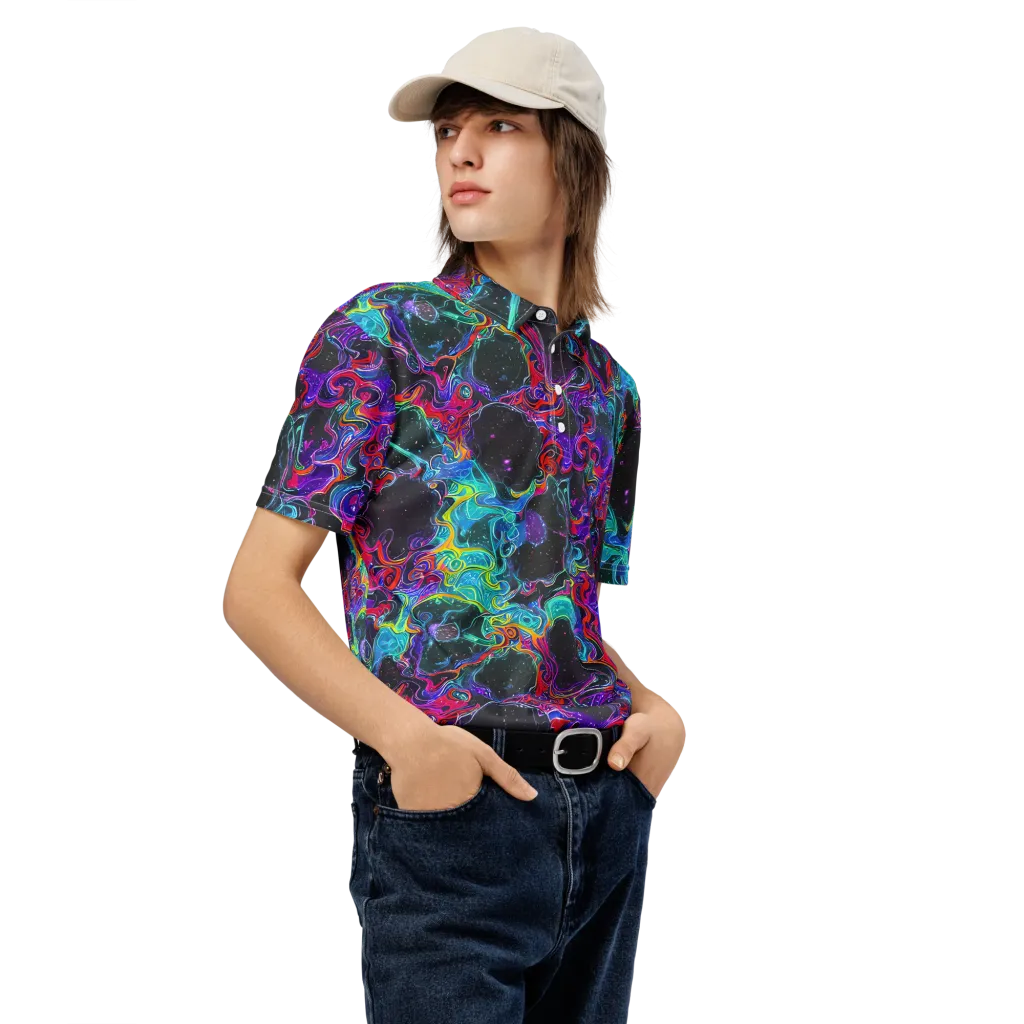Midnight Eruption on Men's Slim Fit Polo Shirt — Right Front