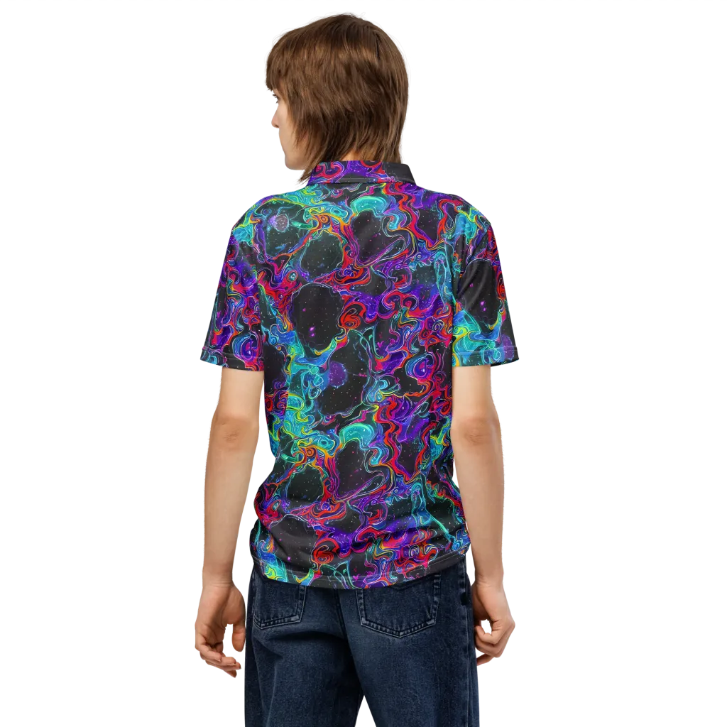 Midnight Eruption on Men's Slim Fit Polo Shirt — Back