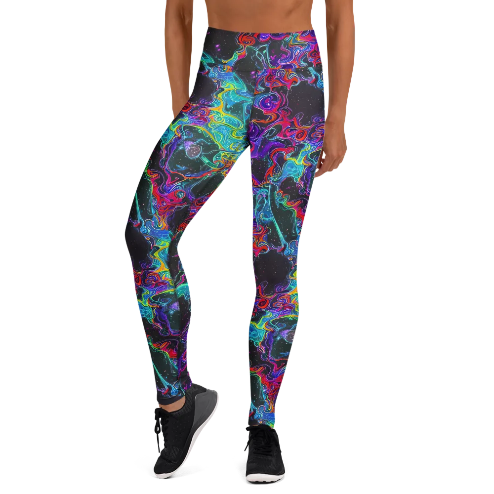 Midnight Eruption on Yoga Leggings — Front