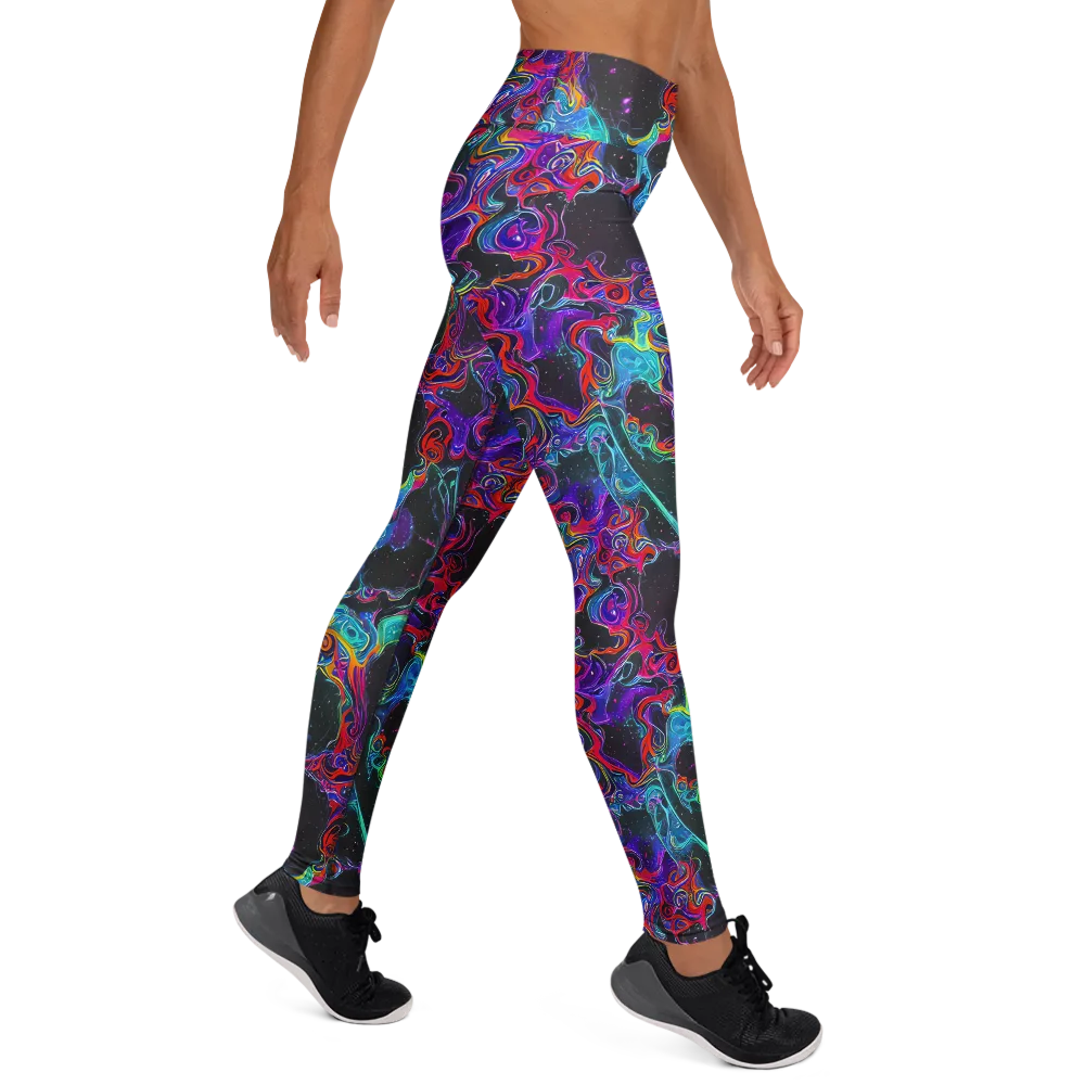 Midnight Eruption on Yoga Leggings — Right