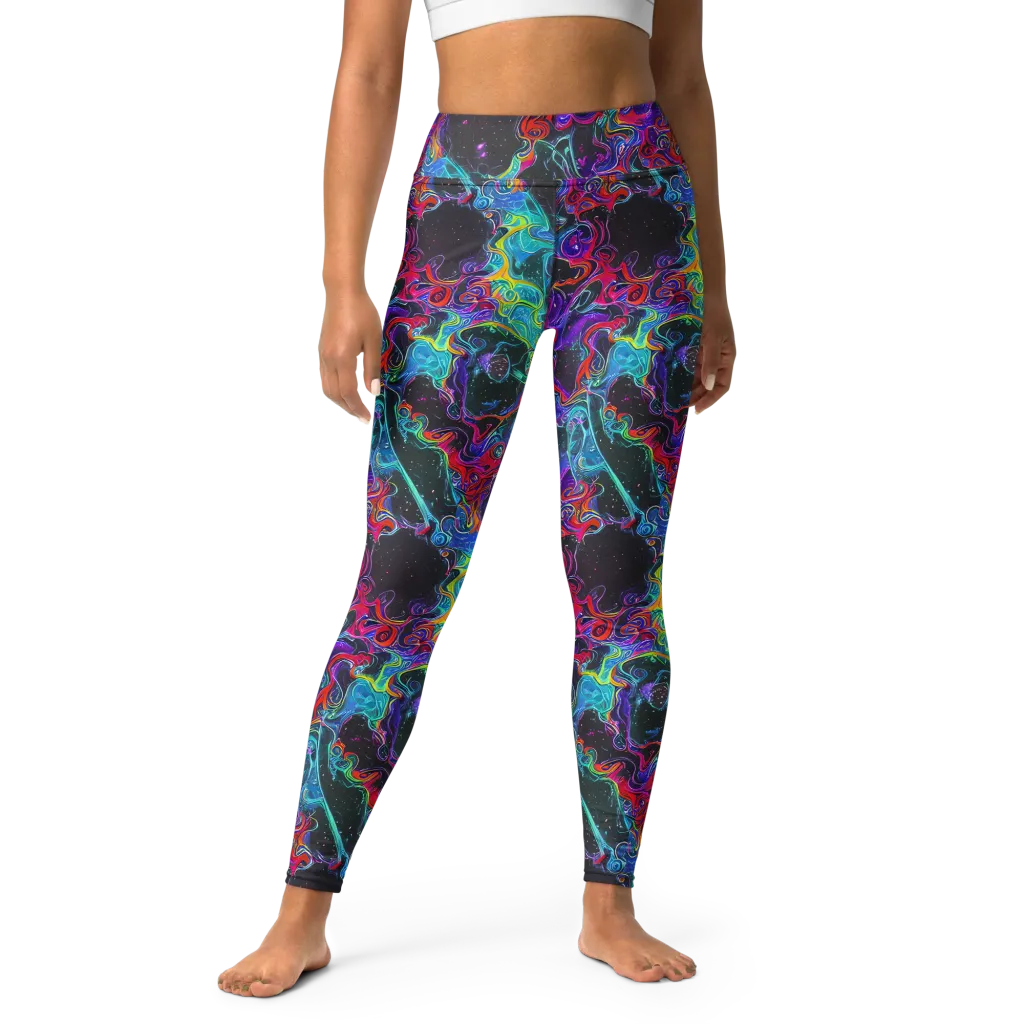 Midnight Eruption on Yoga Leggings — Front