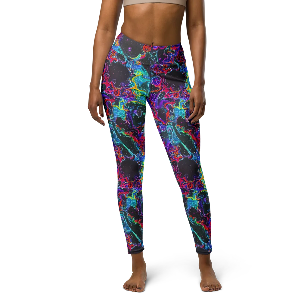 Midnight Eruption on Yoga Leggings — Front